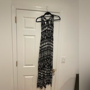 Aqua maxi dress or bathing suit coverup - small - black and white